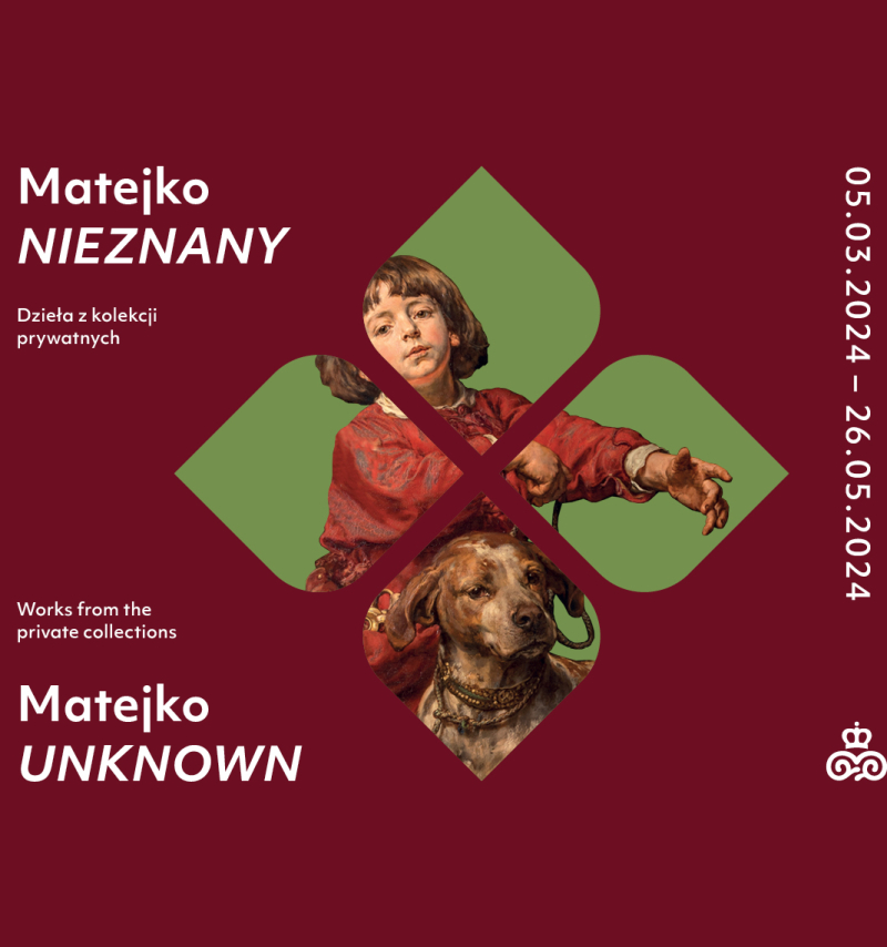 Promotional image consisting of a fragment of Matejko's painting and a motive of 4 leaf clover