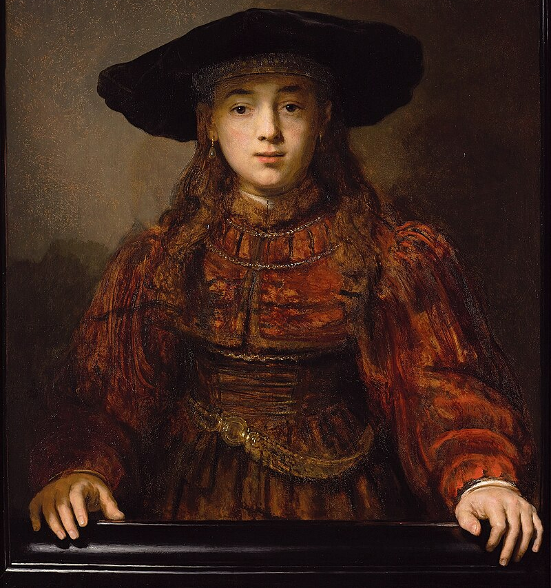 Rembrandt van Rijn - Dziewczyna w ramie obrazu