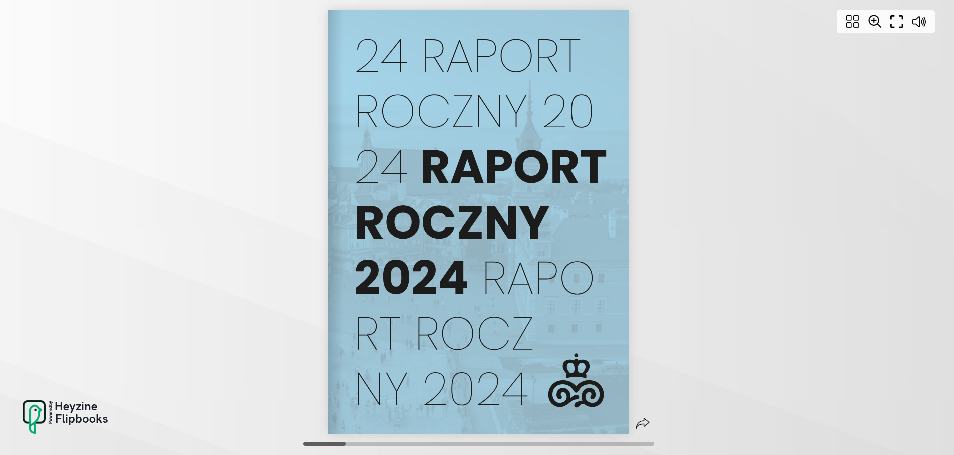 Zrzut ekranu z pierwszej strony zamkowego raportu rocznego w wersji elektronicznej