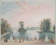 The Royal Łazienki in Warsaw. View of the South Pond from the Terrace of the Palace on the Isle, 1788, gouache, watercolour, brush, paper