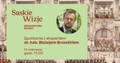 plakat zapraszający na spotkanie  z dr. hab. Błażejem Brzostkiem