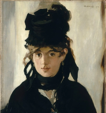 portret autorstwa Eduarda Maneta "Berthe Morisot z bukietem fiołków" | 1872, Musée d’Orsay, Paryż